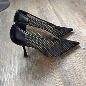 Jimmy Choo black mesh detailed stilettos
